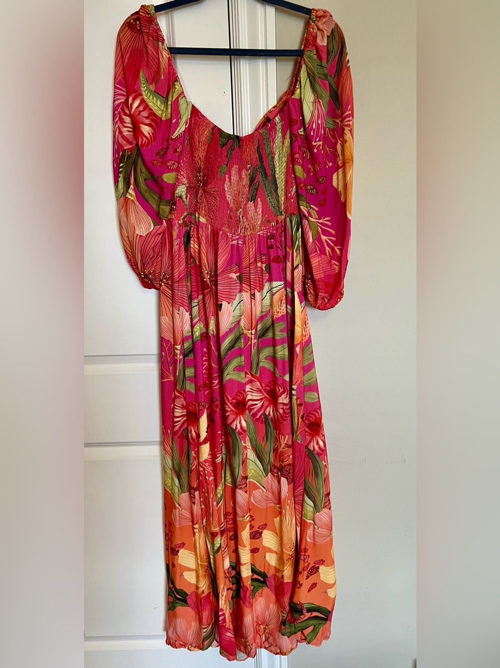 FARM Rio Brazil Hot Pink & Orange Floral Tie-Front Maxi Dress - Picture 5 of 8